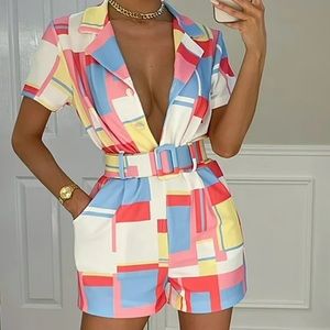 Multicolored geometric romper